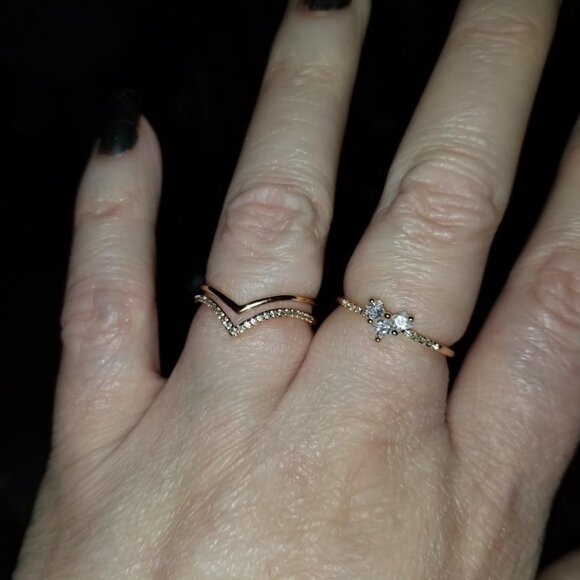 Neiman Marcus 14K Gold Plated Minimalist Stack Heart Ring - Picture 3 of 6